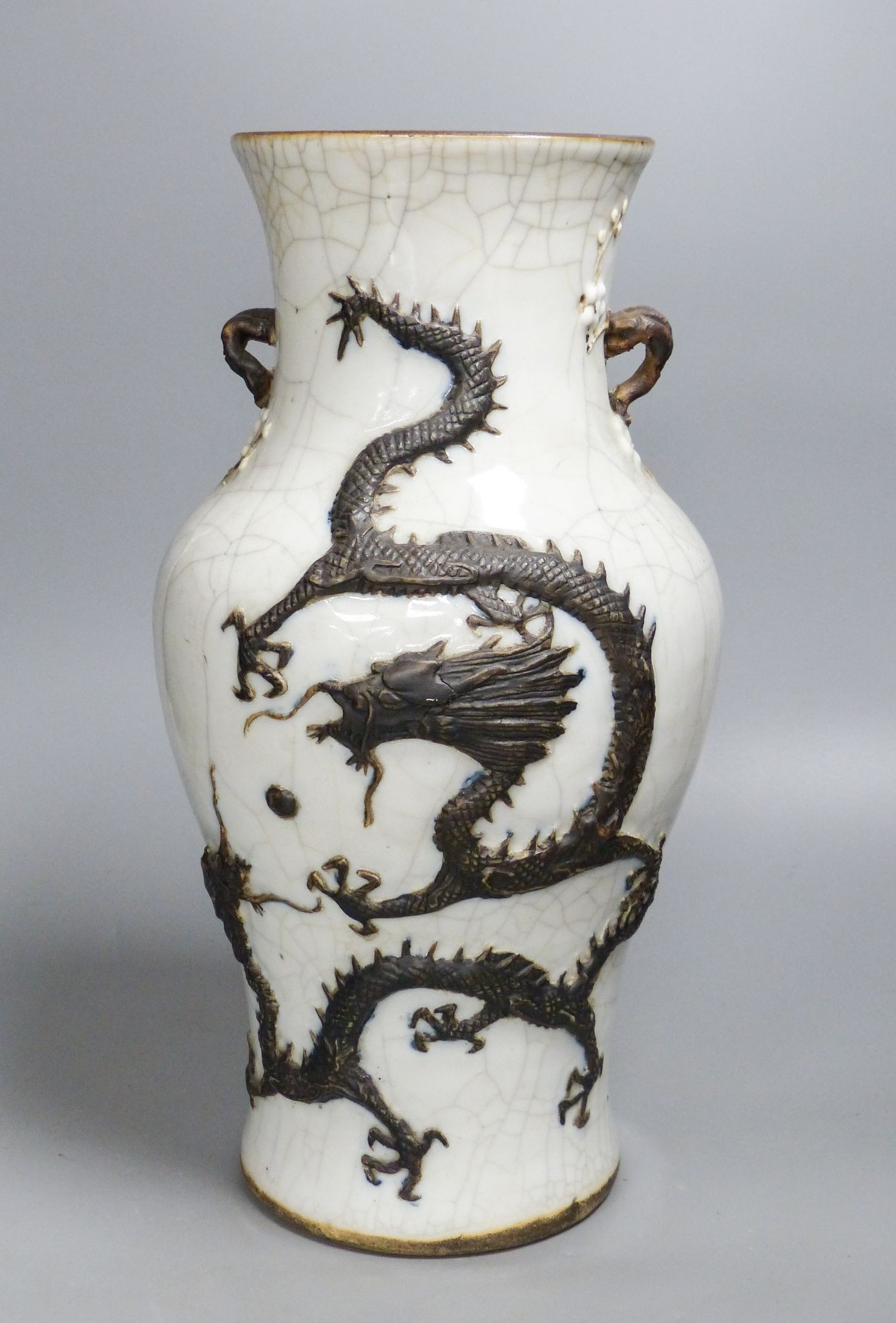 A Chinese crackleware ‘dragon’ vase, late 19th century, height 36cm